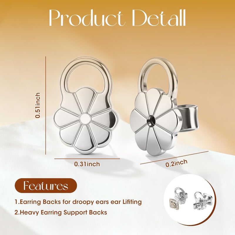 Goffing Earring Backs Replacements for Droopy Ears, Heavy Earrings Lifters, Locking Ear Support for Sensetive Skin, 6 Pairs - Image 5